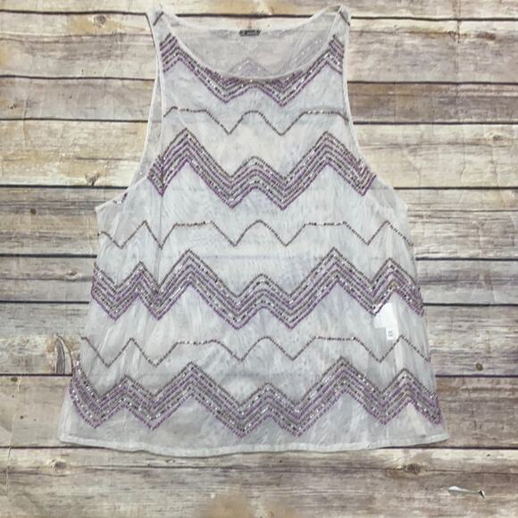 Chan Luu Beaded Mesh Tank Top XS - Picture 1 of 4
